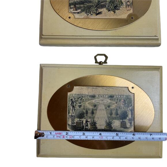 Vintage Palace Gardens Images Ivory Wooden Rectangular Framed Hanging - Picture 8 of 14